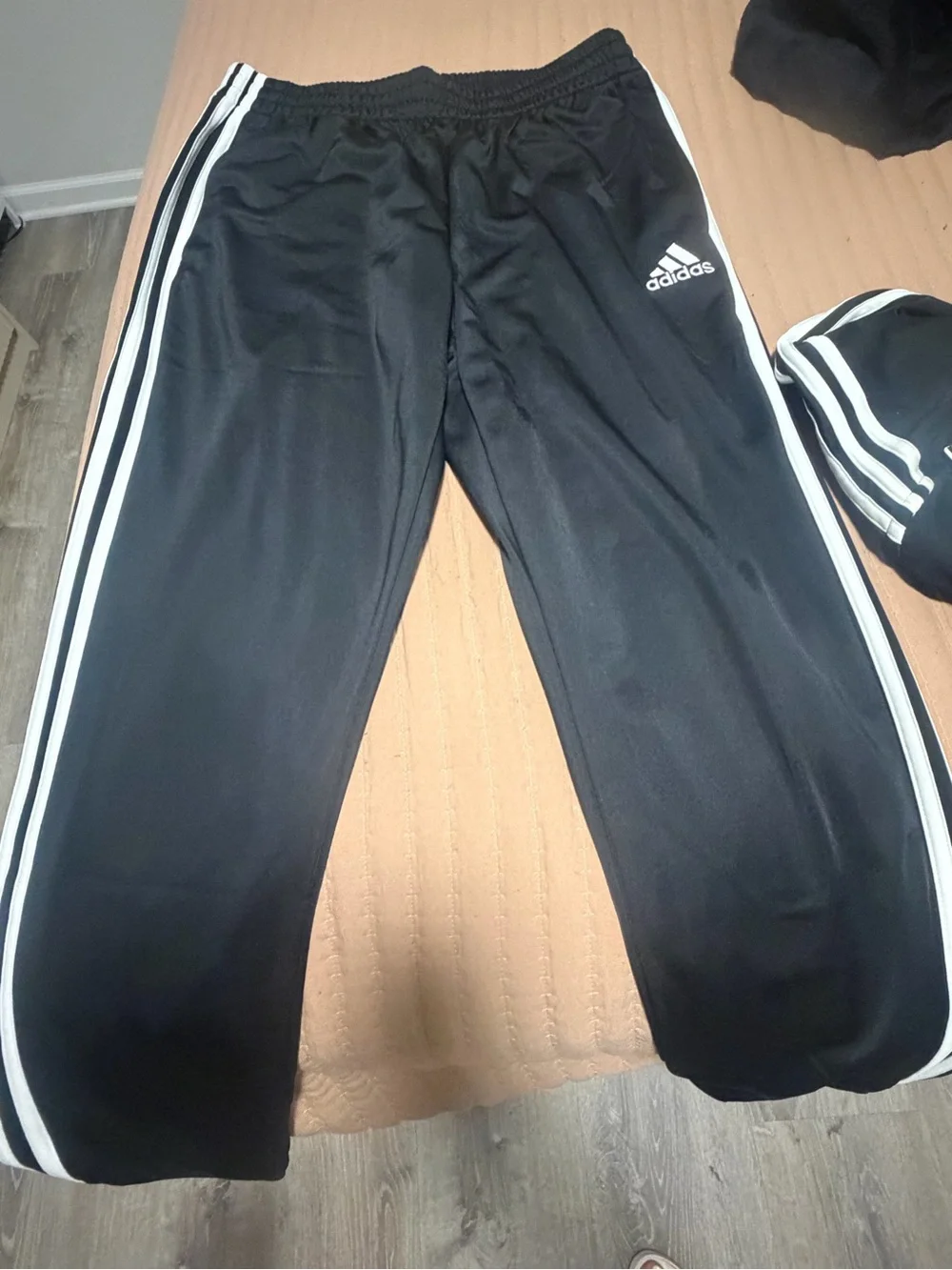 adidas Black Track Jacket and Pants with White Stripes